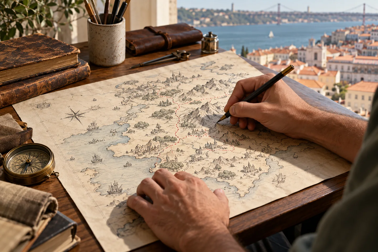 Desenho de um mapa para uma aventura