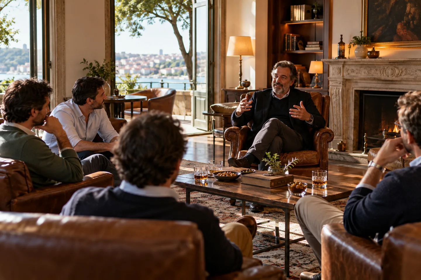 Conversa entre participantes num espaço de encontro