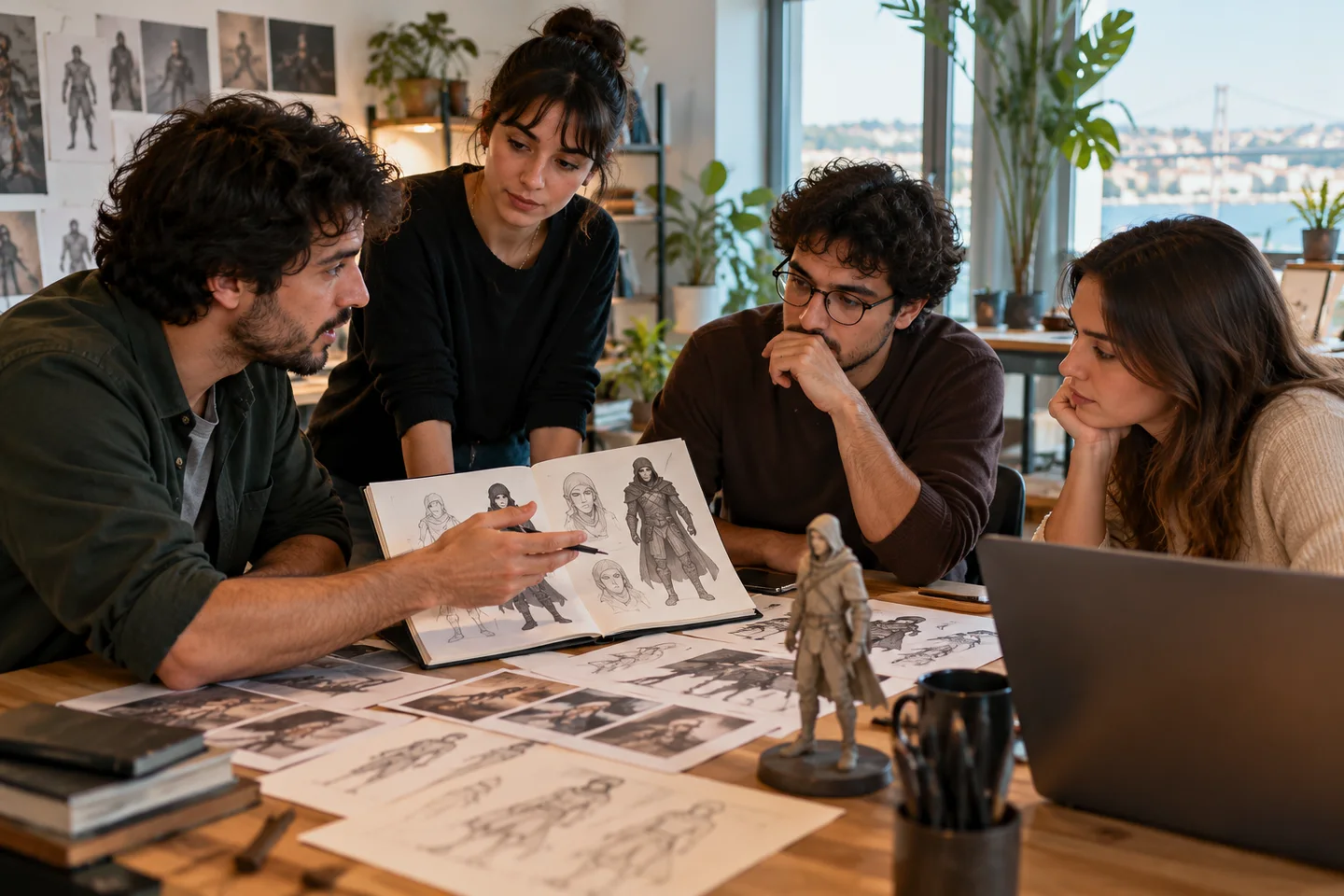 Grupo a consultar ilustrações de personagens